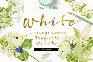White Bouquets&Wreaths in watercolor