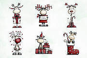 Whimsical Christmas Reindeer Clipart, an Illustration by Creative Art (Thumbnail 4 of 13)