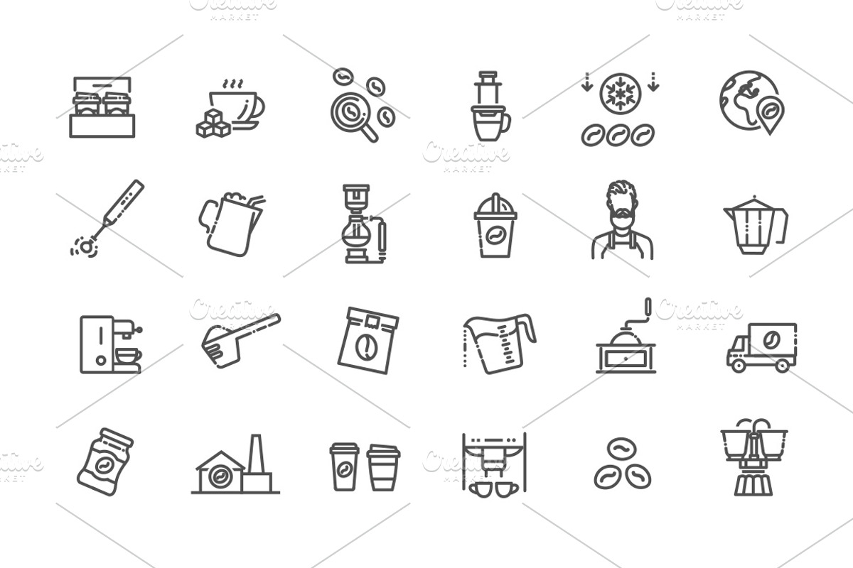 Set of Coffee Production icons, an Outline Icon by Tettygreen (Photo 2 of 2)