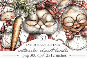 Whimsical Easter Funny Old Lady Clip, an Illustration by Designking