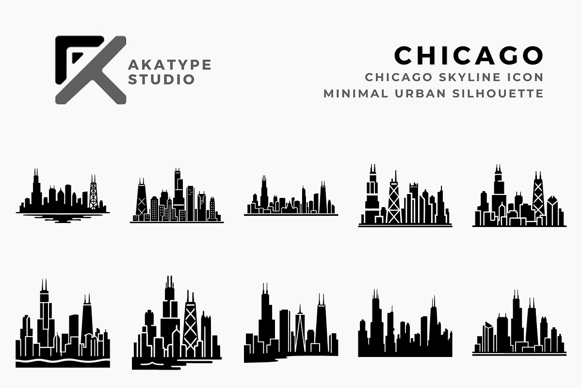 Chicago Skyline Icons, a Solid Icon by Akatype Studio (Photo 1 of 3)