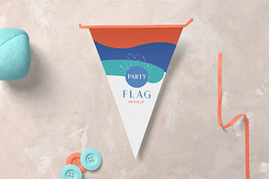 Triangular Party Flag Mockups