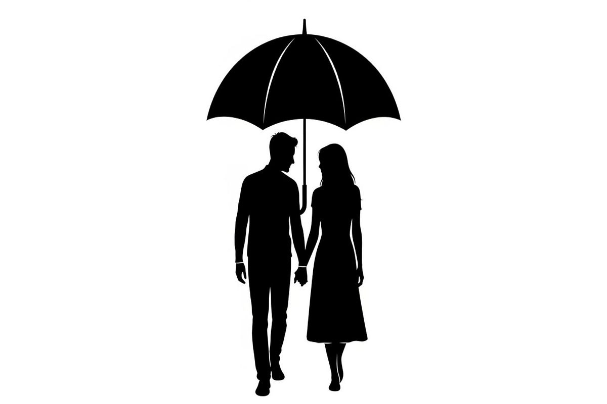 50 Couple Umbrella Silhouette Bundle, an Illustration by Designs_River (Photo 30 of 51)