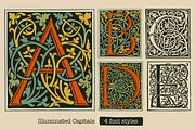 Illuminated medieval drop capitals, a Blackletter Font by kaer_shop (Thumbnail 1 of 12)