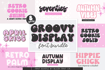 GROOVY DISPLAY FONT BUNDLE V1, a Script Font by Blush Font Co.