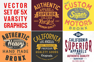 VECTOR SET OF VINTAGE VARSITY GRPHCS