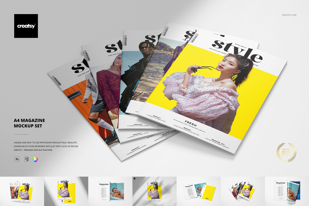 A4 Magazine Mockup Set, a Books & Magazine Mockup by creatsy5 (Photo 1 of 13)