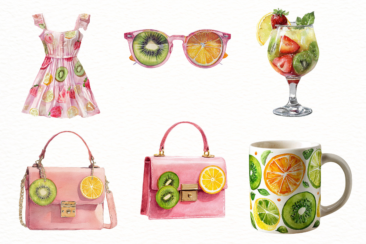 Watercolor Summer Vibe Clipart, an Illustration by Designworld (Photo 5 of 6)