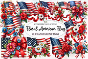 Floral American Flag Clipart, an Illustration by Designworld (Thumbnail 1 of 5)