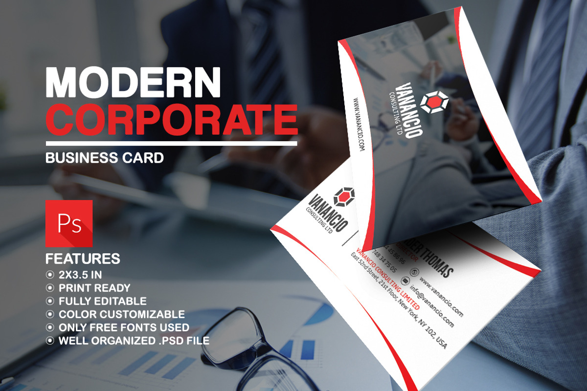 Modern Corporate Business Card, a Business Card Template by Marvel (Photo 1 of 5)