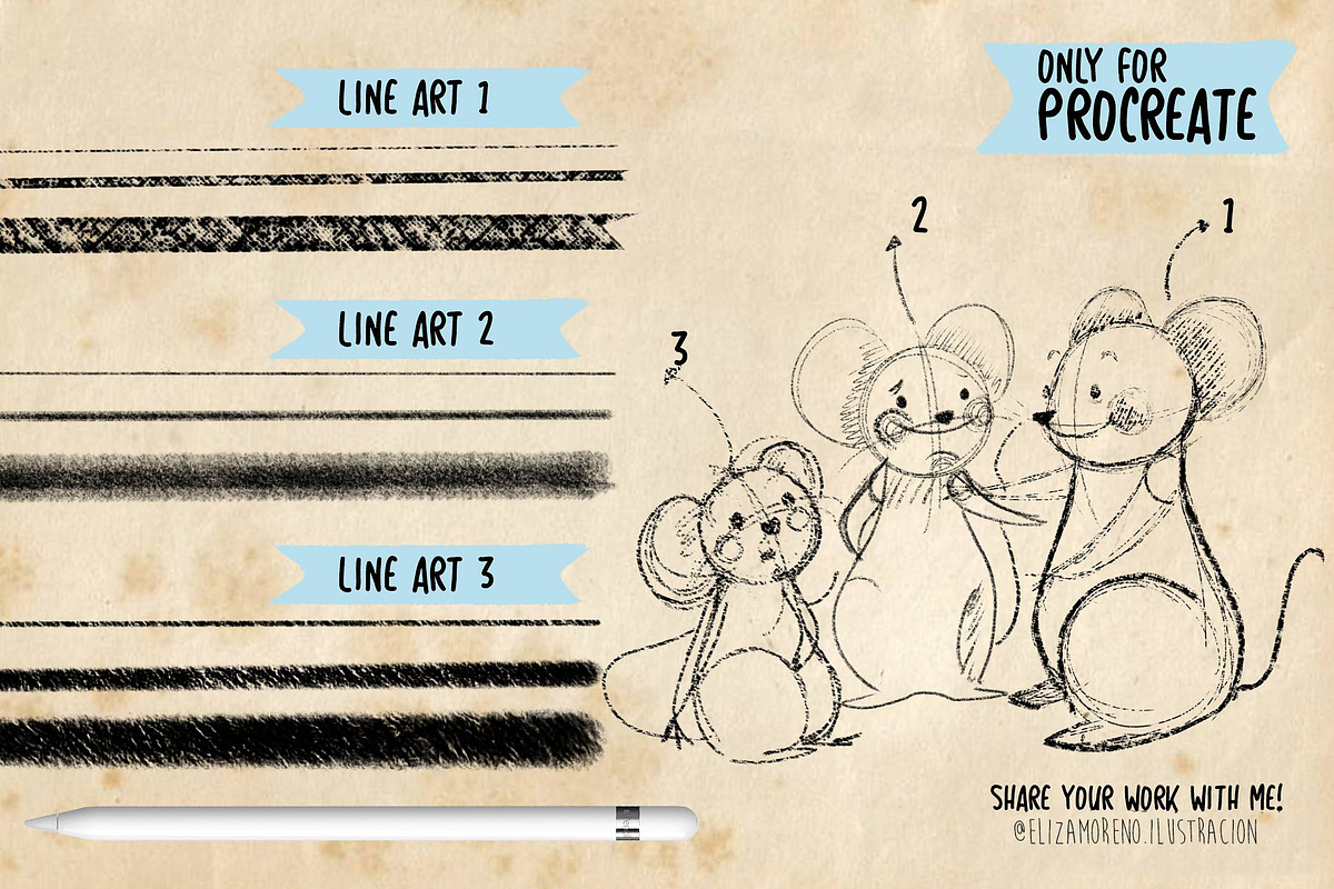 Line Art - Brushes for procreate, a Brush Add-On by Eliza Moreno Illustration (Photo 2 of 2)