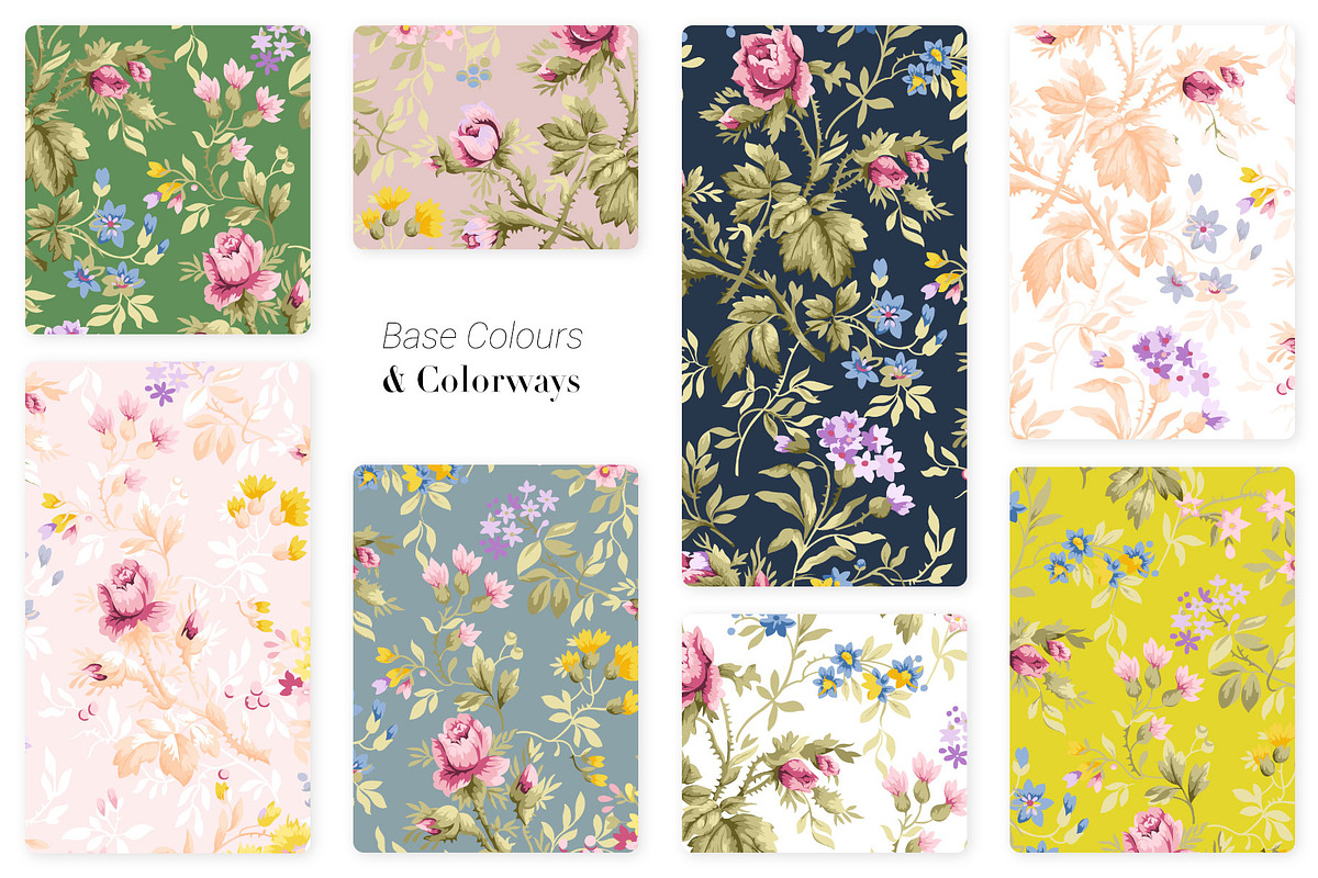Celia Vintage Floral Seamless Prints, a Pattern Graphic by Pink Linen (Photo 2 of 13)