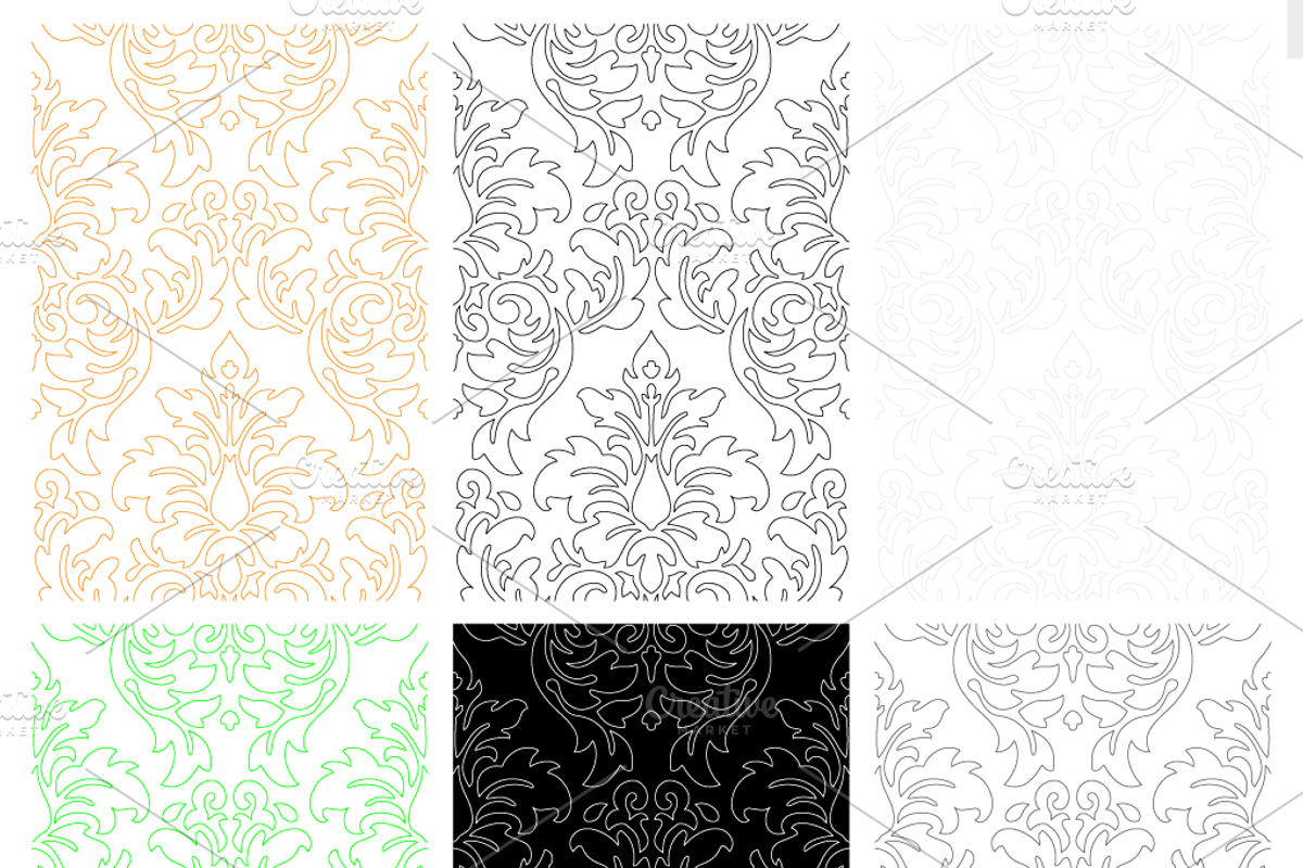 Vector/Bitmap Damask Seamless Tiles, a Pattern Graphic by Penina (Photo 3 of 3)