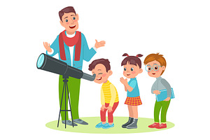 Kids learn nature. Naturalists, an Education Illustration by Vectorbuum