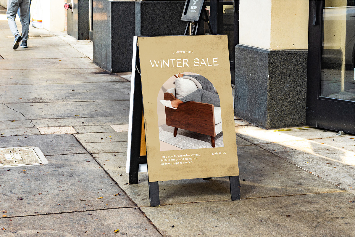 Urban Sandwich Board Mockup PSD, an Advertising Mockup by Area Mockups (Photo 2 of 3)