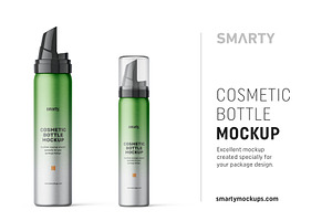 Metallic cosmetic bottle mockup