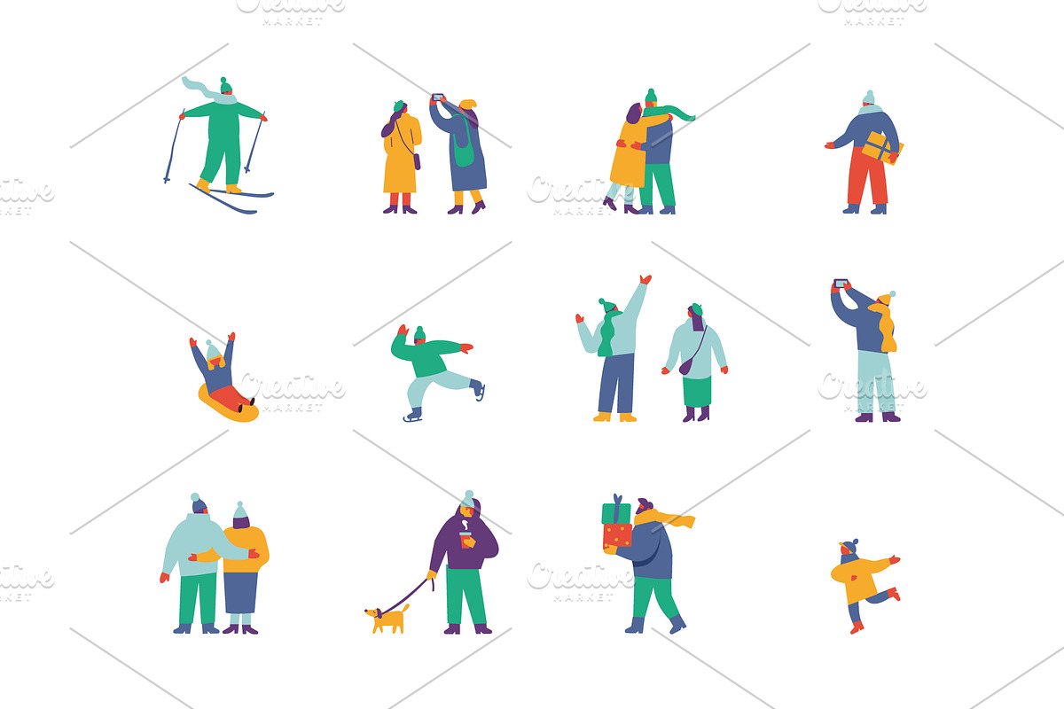 Winter People Flat Vector Set, a Person Illustration by Vector_Art (Photo 6 of 16)