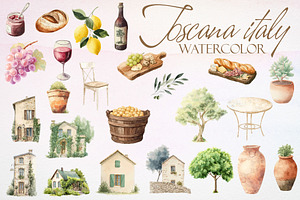 Romantic Tuscan Villa Watercolor, a Decorative Illustration by Deckar_art