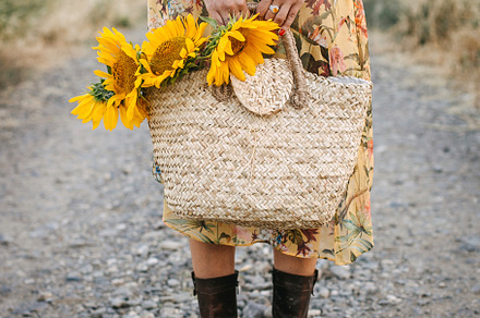 A basket of sunflowers