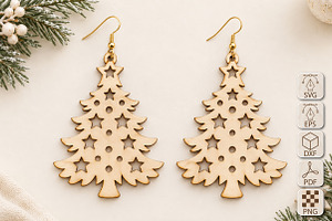 Christmas Tree Earrings Laser Cut