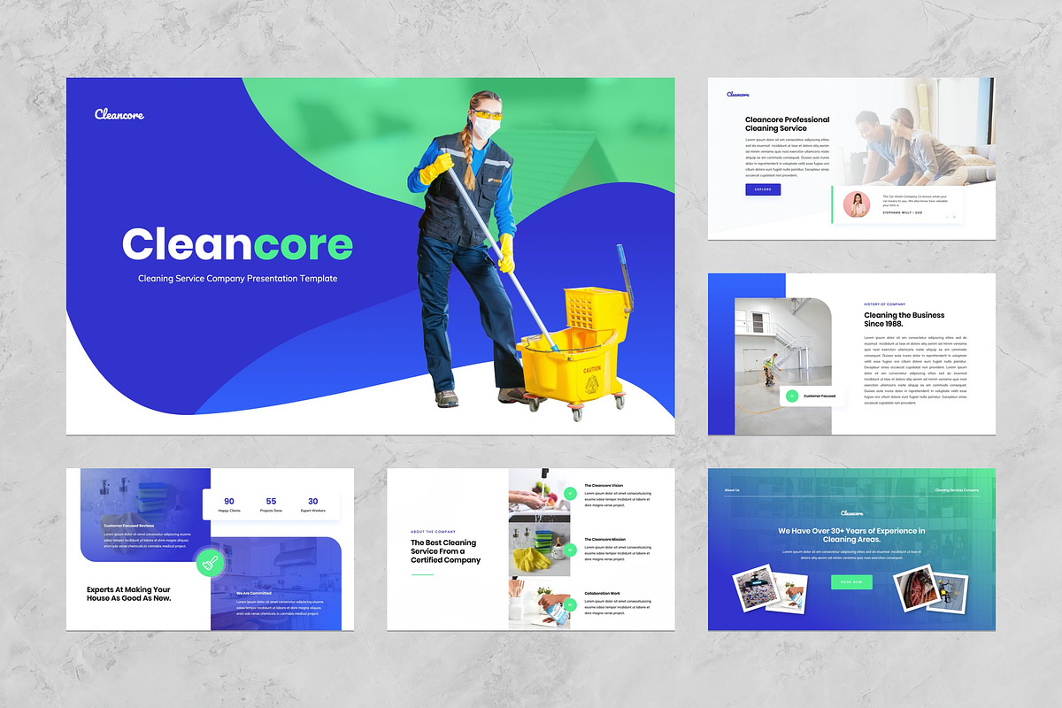 Cleaning Powerpoint Presentation, a Presentation Template by Flat Icons