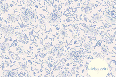 Watercolor Paisley - Blue, a Pattern Graphic by Mieken Petra Designs