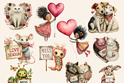 VALENTINE DREAM ANIMALS CLIPART PACK, an Animal Illustration by Daring Digies (Thumbnail 4 of 8)