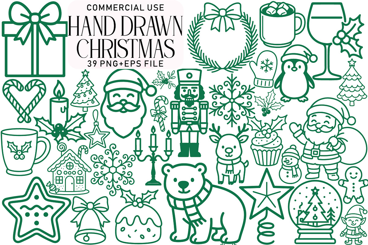 Hand Drawn Christmas PNG Clipart, an Illustration by Daily.Designs (Photo 1 of 8)