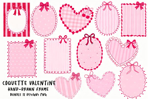 Valentine Bow Heart Frame Bundle Png, a Seasonal Illustration by Design Station