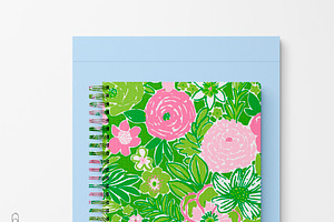 Preppy Pink And Green Floral Pattern