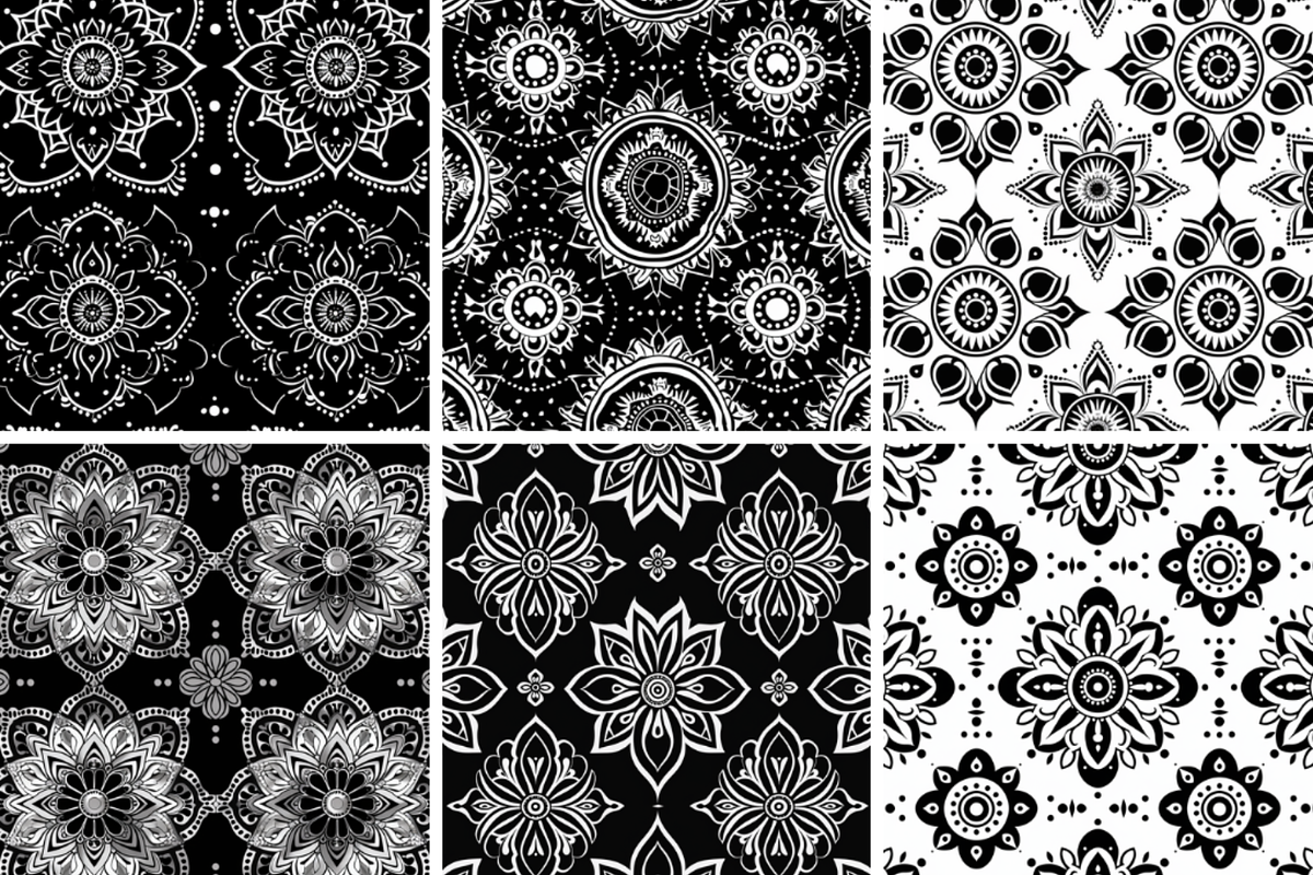 Black Mandala Seamless Patterns, a Pattern Graphic by PrintablesByFranklyn (Photo 3 of 4)