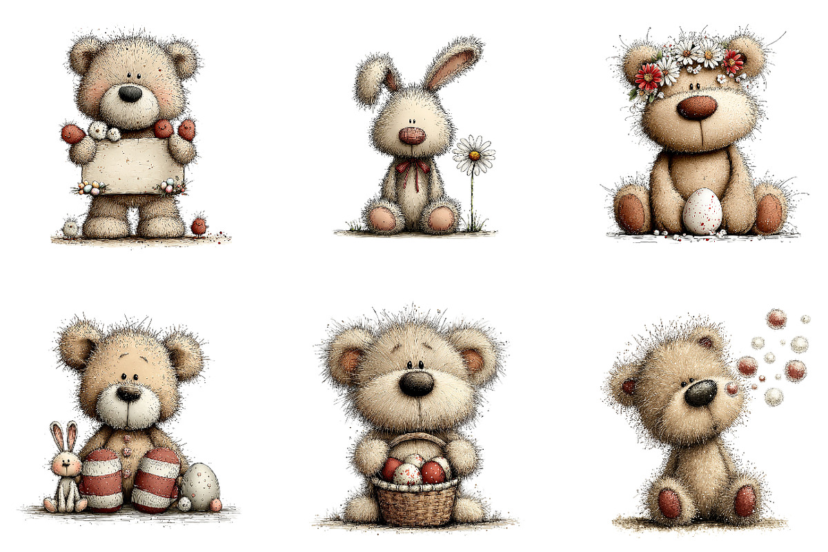 Whimsical Easter Teddy Bear Clipart, an Illustration by CreationArt (Photo 3 of 5)