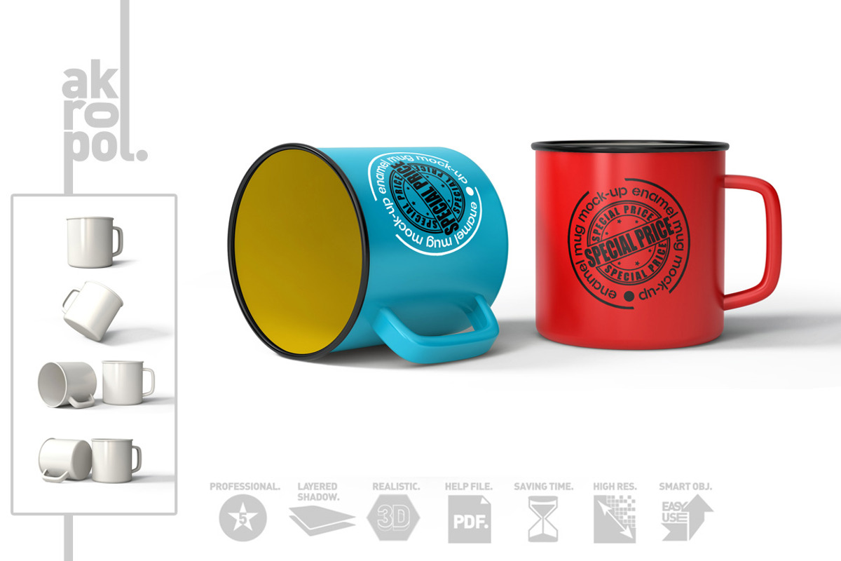 Enamel Mug Mock Up, a Cups & Container Mockup by akropol (Photo 5 of 8)