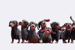 Low Poly Dachshund Dog