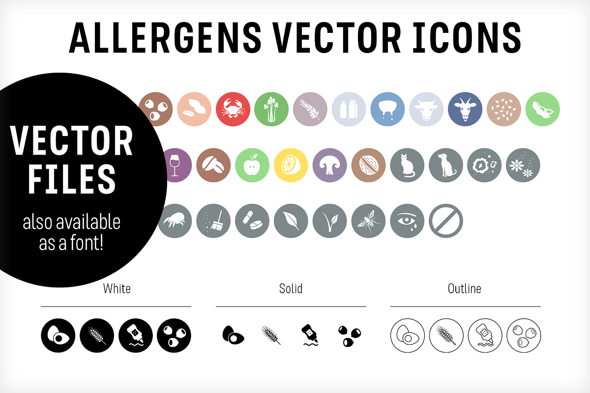 Food & Allergen vector icons, an Outline Icon by Studio Dot by dot (Photo 1 of 6)