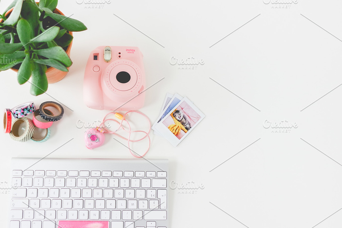 Feminine scene Desk. Hero/Flatlay, a Graphic by very simple photos