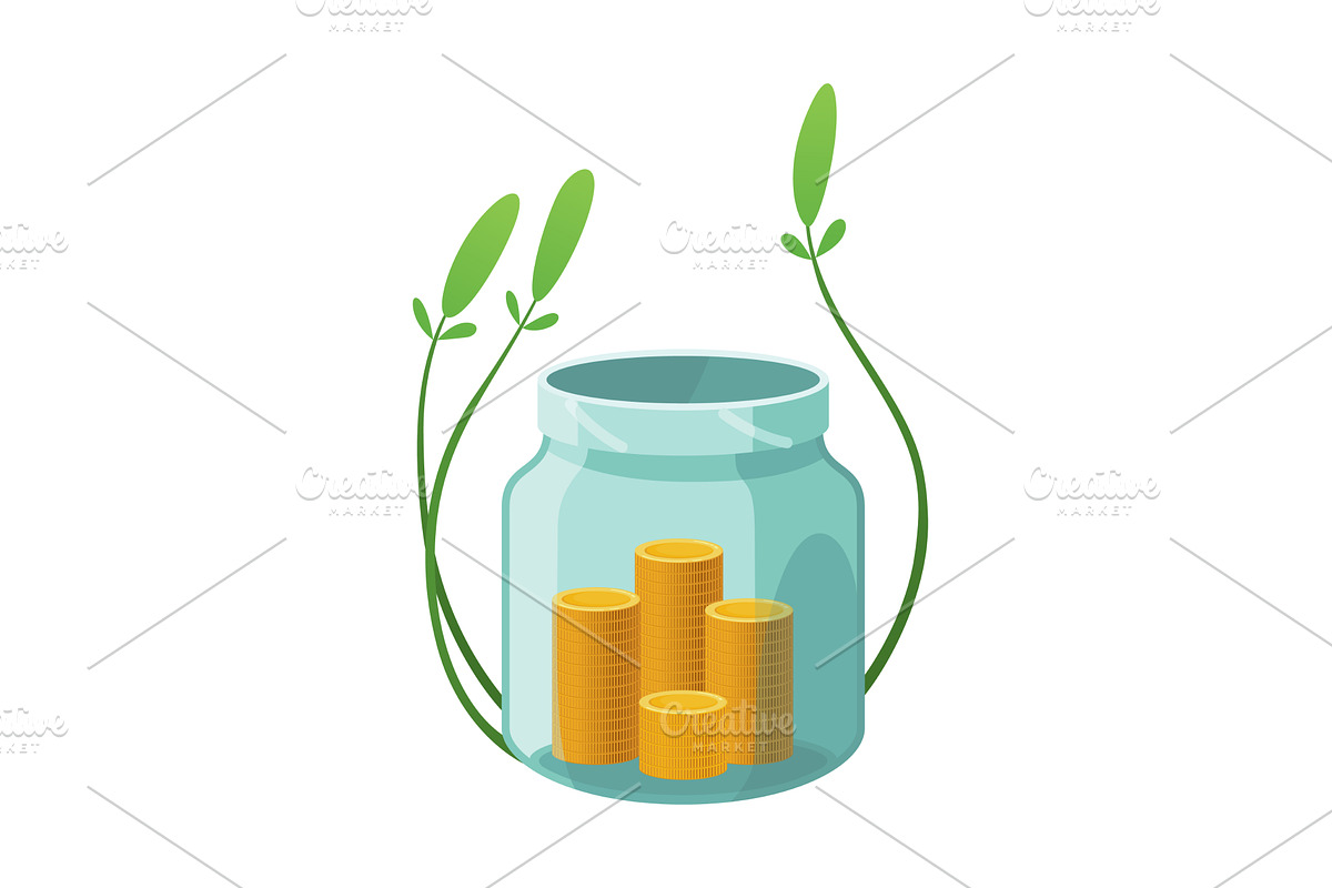 Investing bottle money, icon, a Finance Illustration by Things for designers