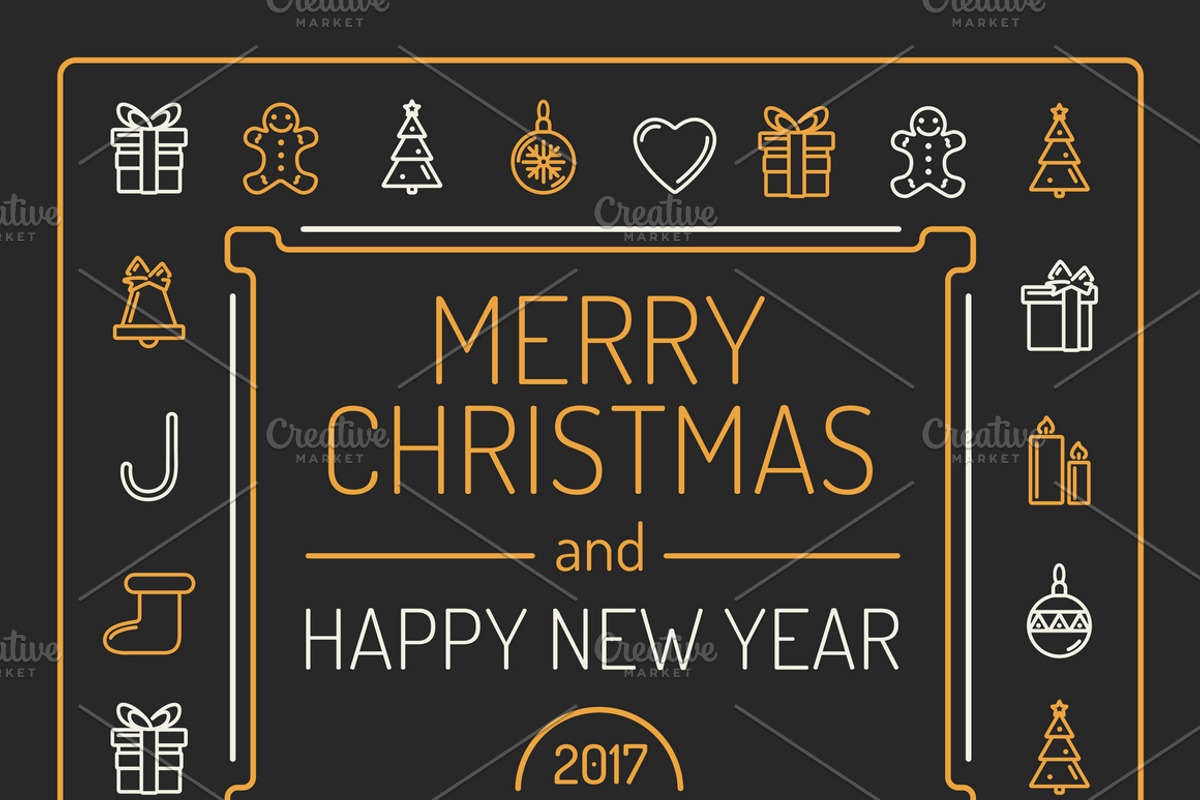 Christmas Card, 20 Icons and Pattern, a Card Template by Snitovets (Photo 1 of 3)