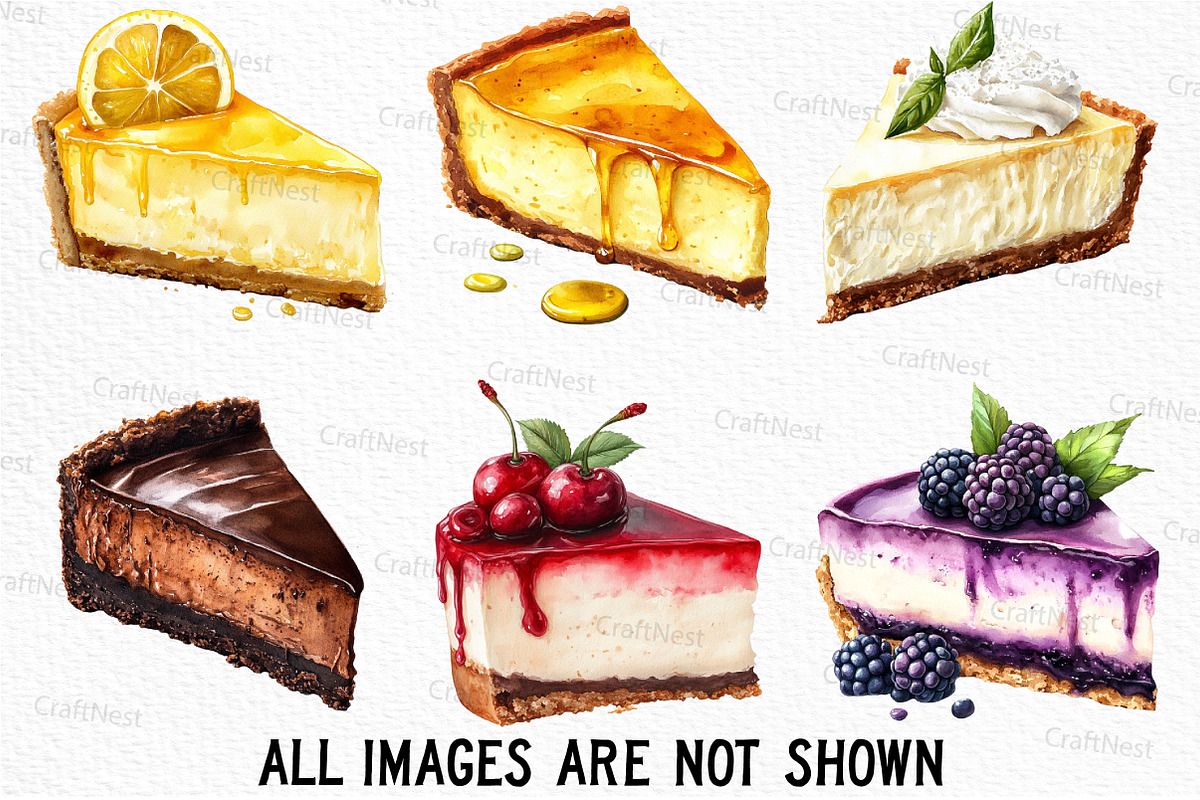 Cheesecake Watercolor Clipart, an Illustration by Craft Nest (Photo 3 of 6)
