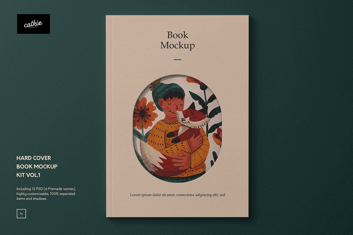Hard Cover Book Mockup Kit, a Books & Magazine Mockup by Catkie - Digital Art (Photo 1 of 10)