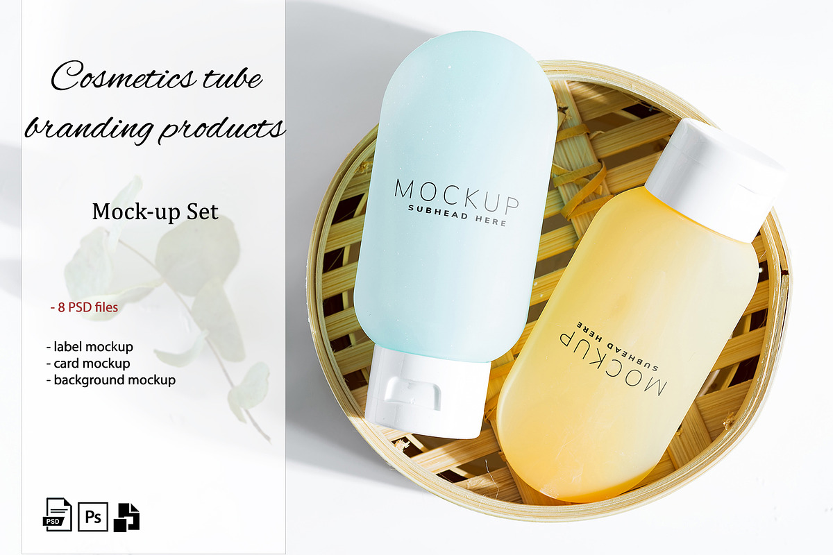 Cosmetic Tube Mockup Set, a Cups & Container Mockup by YuMyart (Photo 1 of 5)