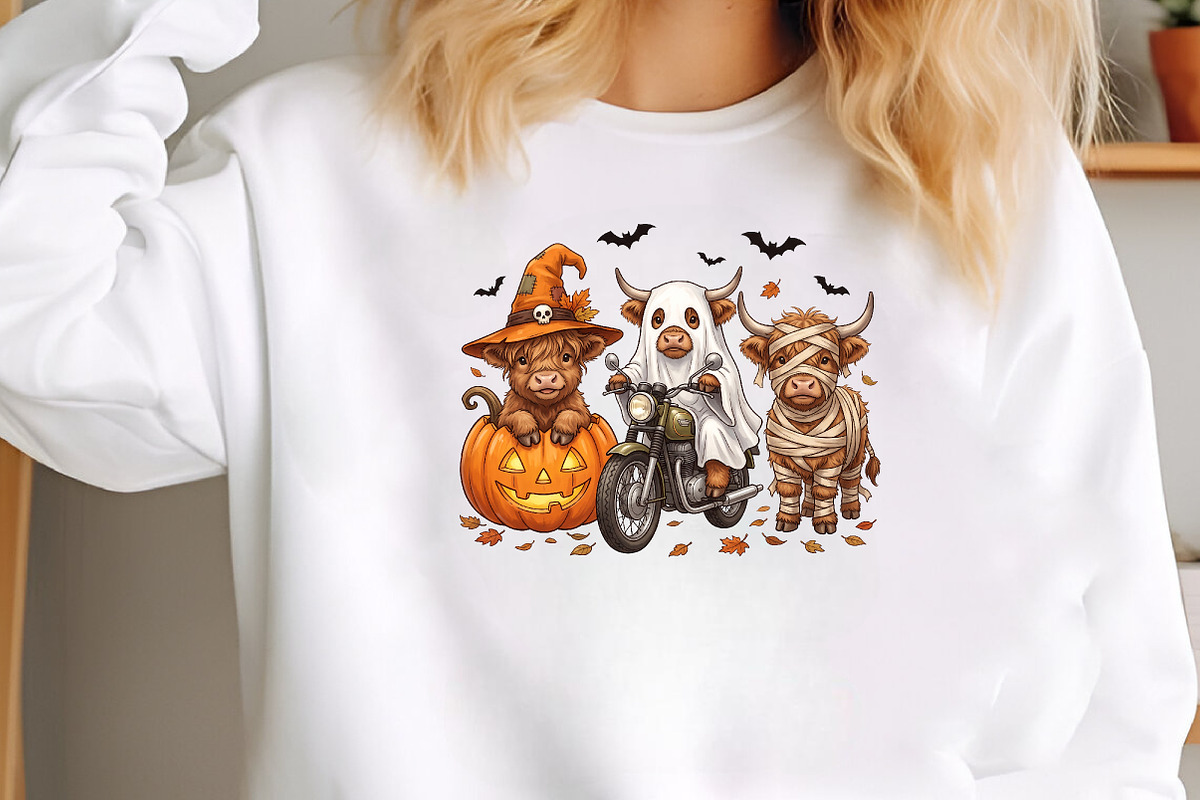 Halloween Highland Cow PNG, a Seasonal Illustration by CraftArtStudio (Photo 3 of 4)