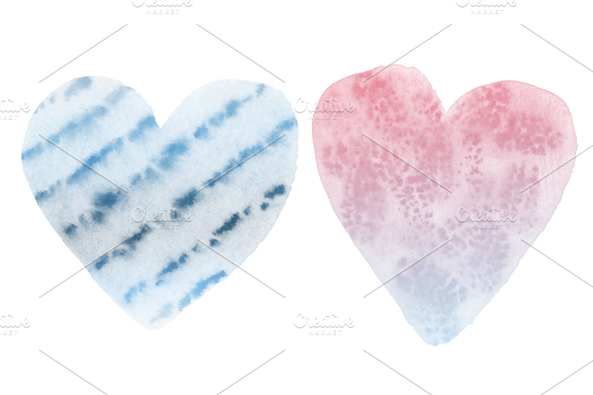 Watercolor heart Photoshop brushes, a Brush Add-On by Little Bean (Photo 3 of 5)