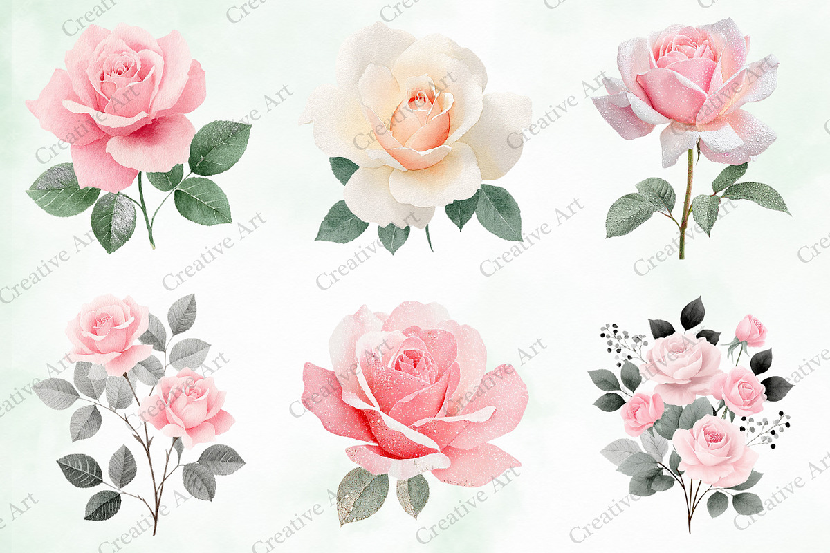 Blush And Silver Glam Roses, an Illustration by Creative Art (Photo 7 of 10)
