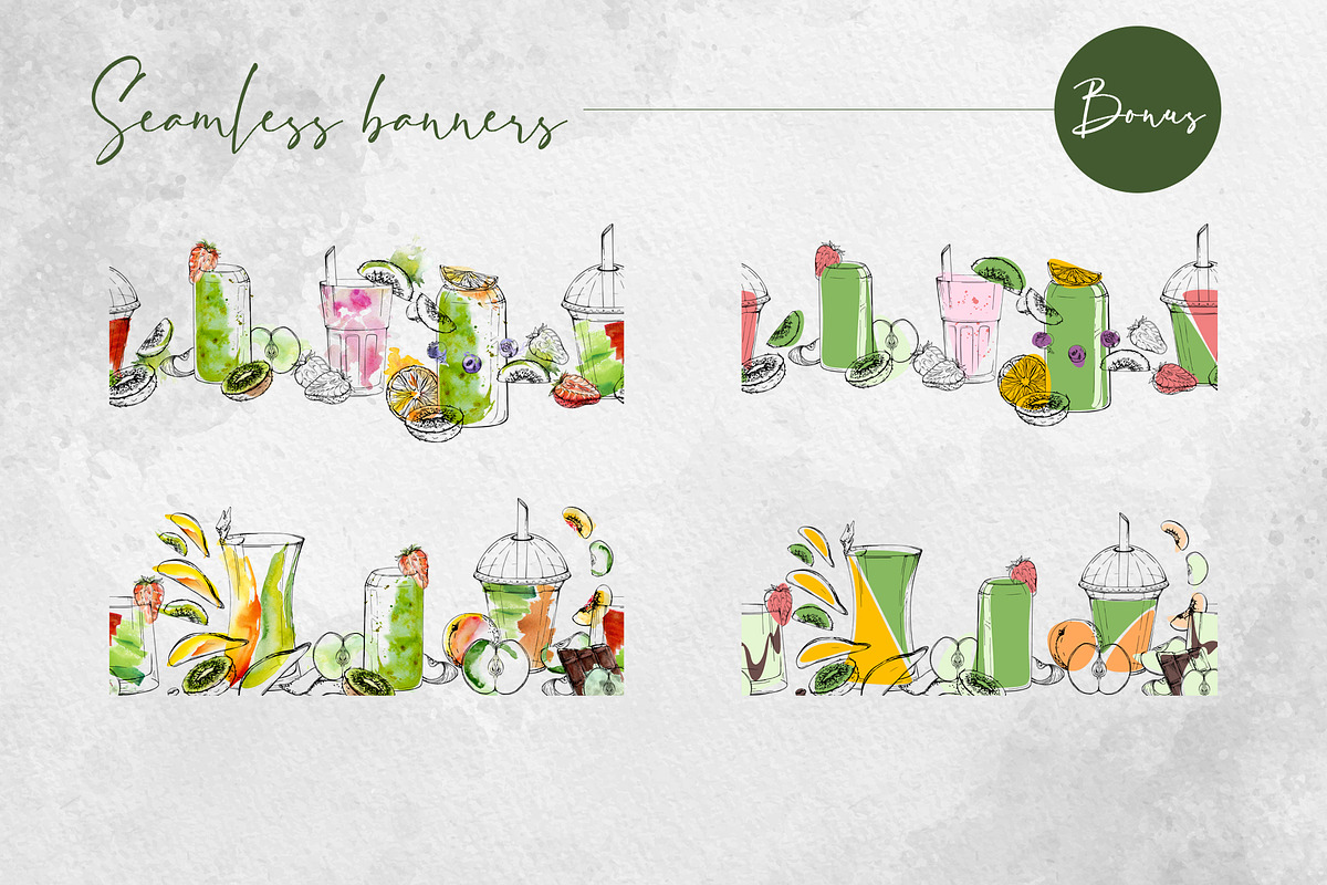 Green detox smoothies, a Food Illustration by MsFlaffy (Photo 13 of 15)
