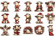 Whimsical Cute Christmas Cows Clipar, an Illustration by Libby Wishes (Thumbnail 2 of 7)