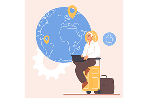 Job search service foreign country, a Transportation Illustration by Lemberg Vector