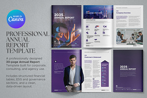 Annual Report Template in Canva, a Brochure Template by Oshin Design