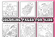 Ocean Animal Coloring Pages for Kids, an Animal Illustration by Printable Design Store (Thumbnail 3 of 4)