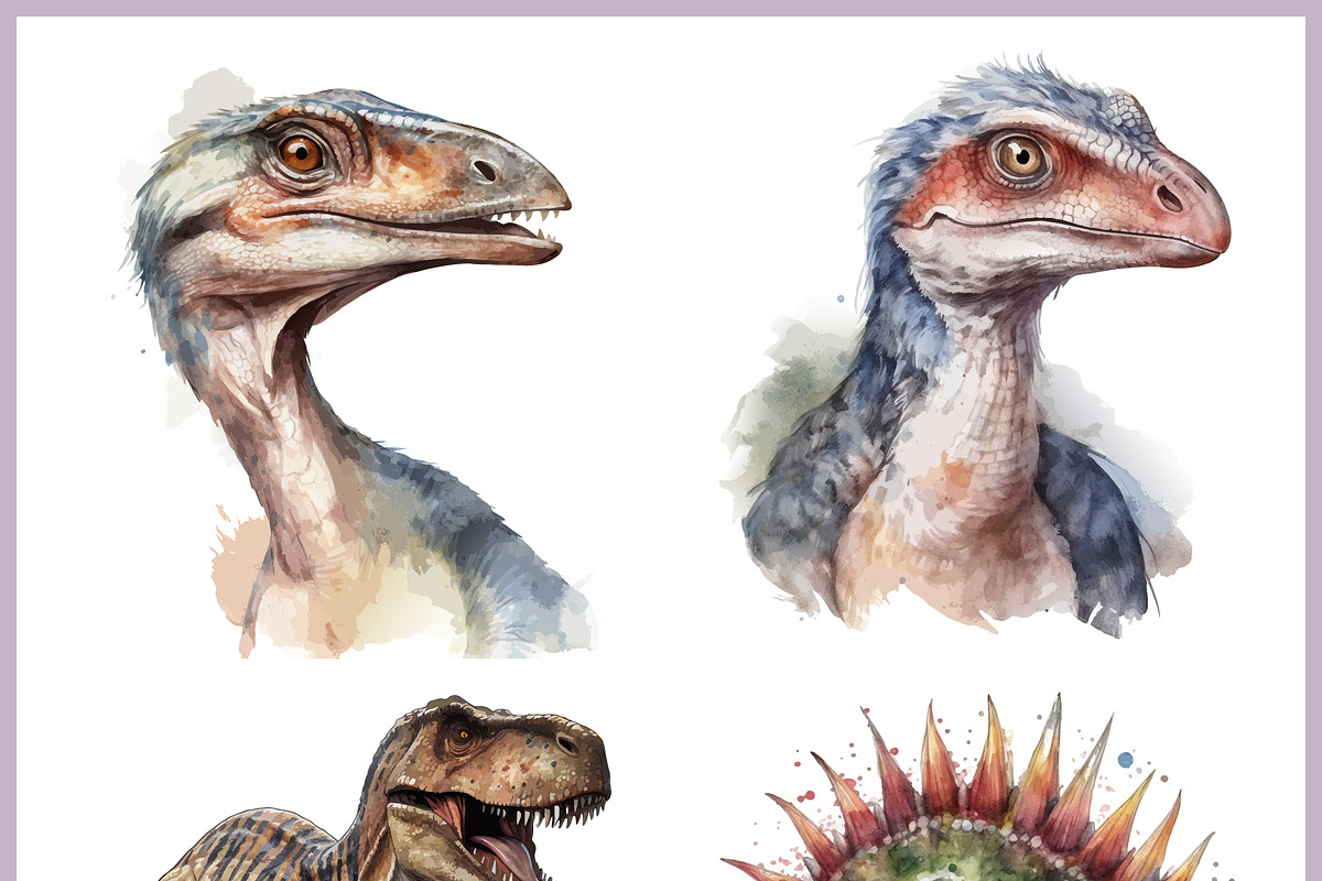 Dinosaurs SVG & PNG Clipart Bundle, an Animal Illustration by Digital Dreamscaping (Photo 6 of 8)